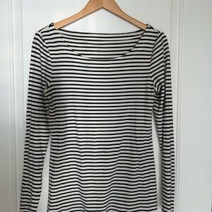Banana Republic Black and White Striped Long Sleeve Top
